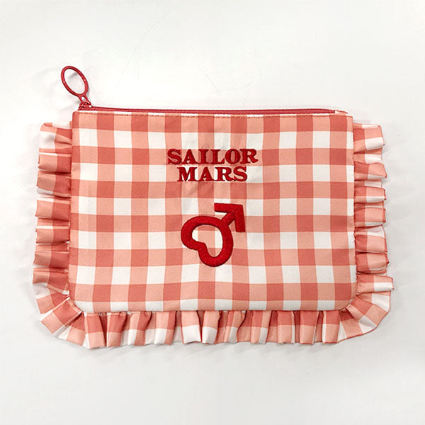 「Sailor Moon」Sailor Mars Gingham Check Series Frilled Pouch